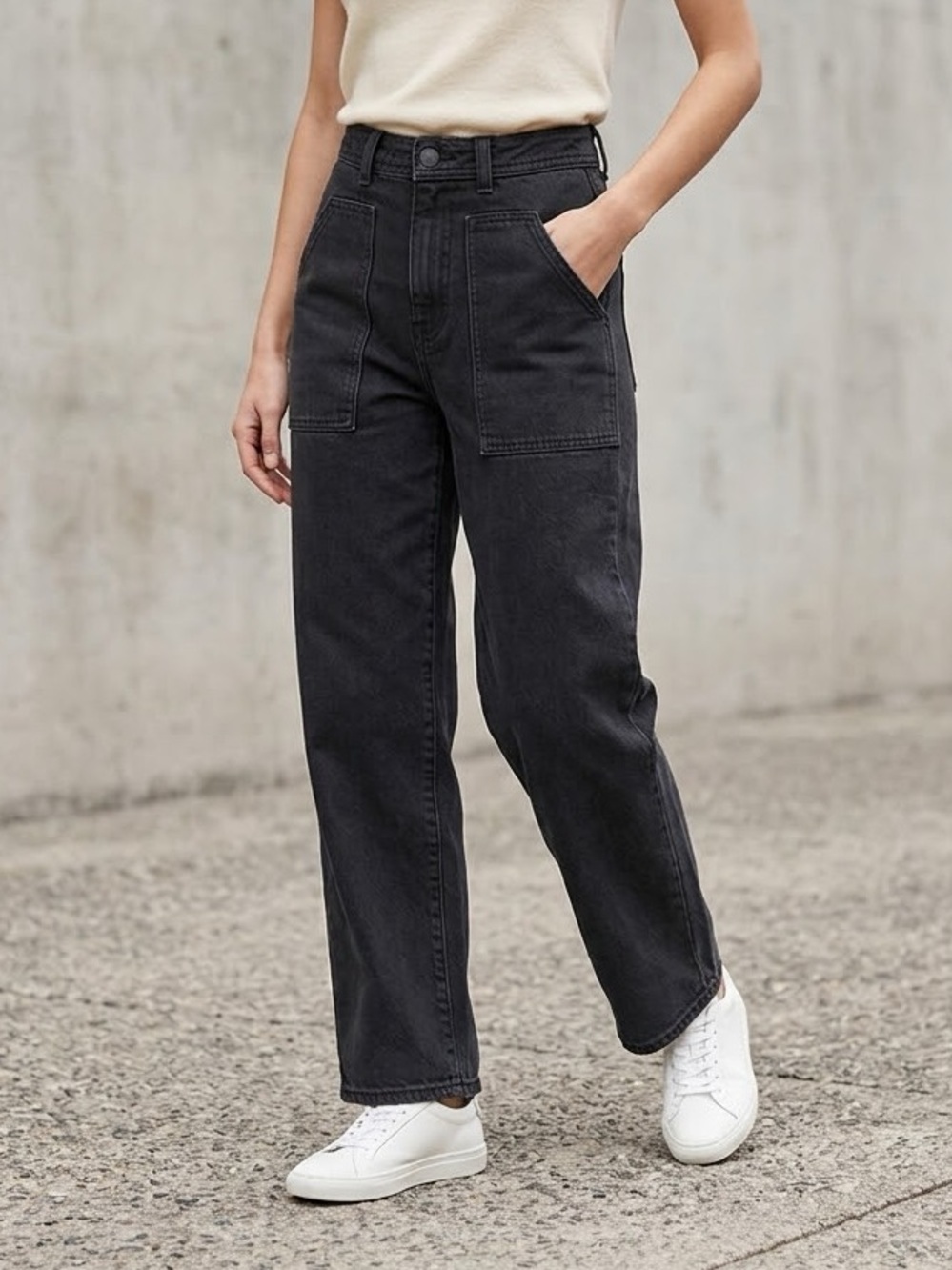 WILFRED FREE Aritzia High Rise Wide Leg Sailor Utility Pants Faded Black Size 0